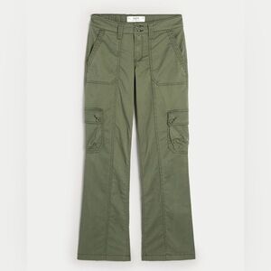Hollister Khaki Mid-Rise Relaxed Boot Pants